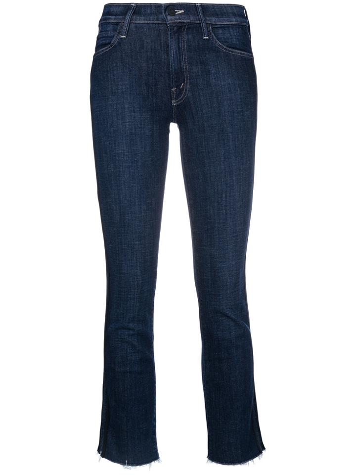 Mother Side Stripe Raw Hem Skinny Jeans - Blue