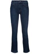 Mother Side Stripe Raw Hem Skinny Jeans - Blue