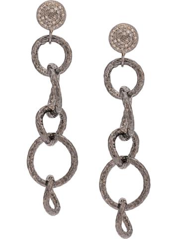 Jemma Sands Hammered Drop Link Earrings - Grey