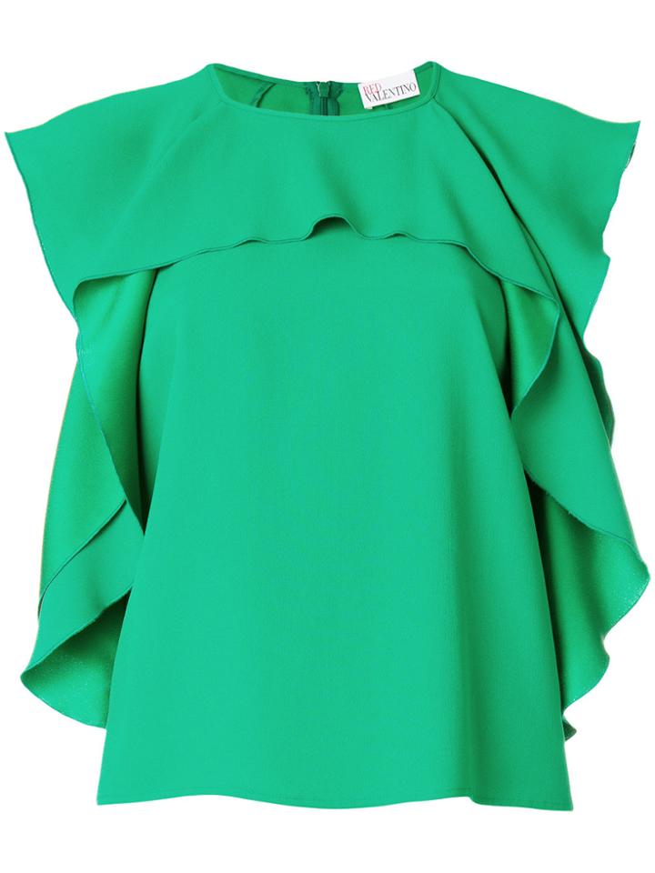 Red Valentino Ruffle Trim Blouse - Green