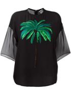 Fausto Puglisi Palm-tree Embroidered Top, Women's, Size: 42, Black, Silk/viscose