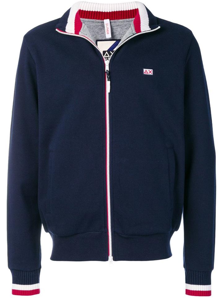 Sun 68 Stripe Detail Cardigan - Blue