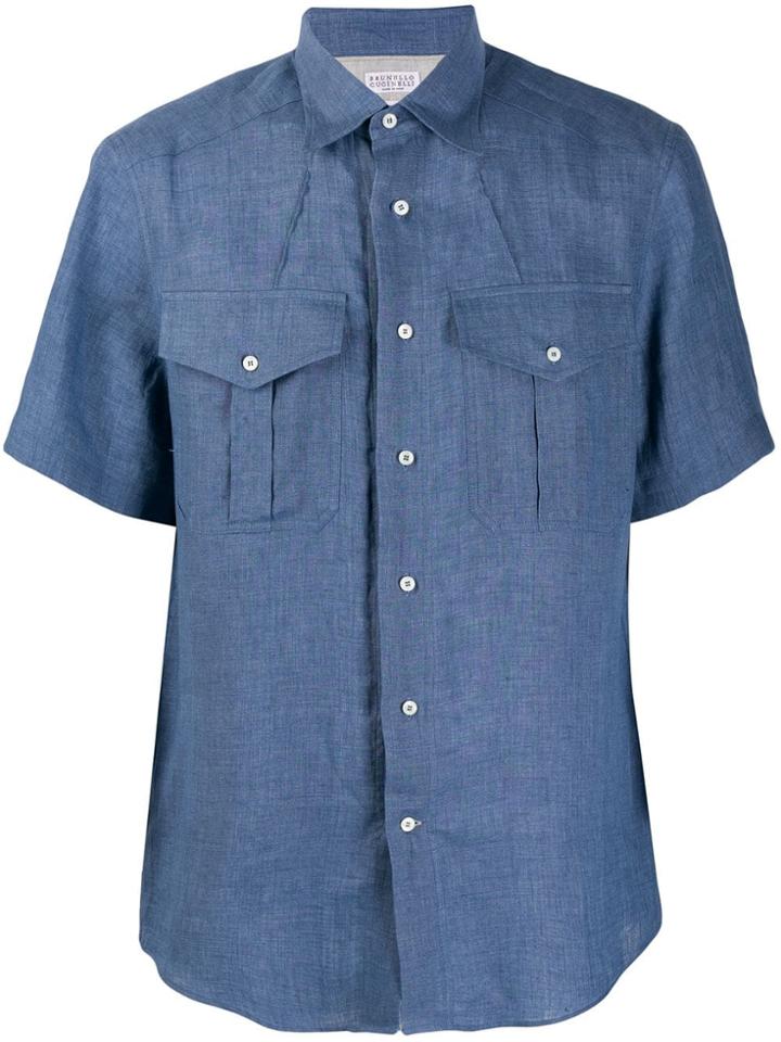 Brunello Cucinelli Short Sleeved Shirt - Blue