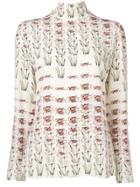 Prada Contrast Floral Print Top - Neutrals