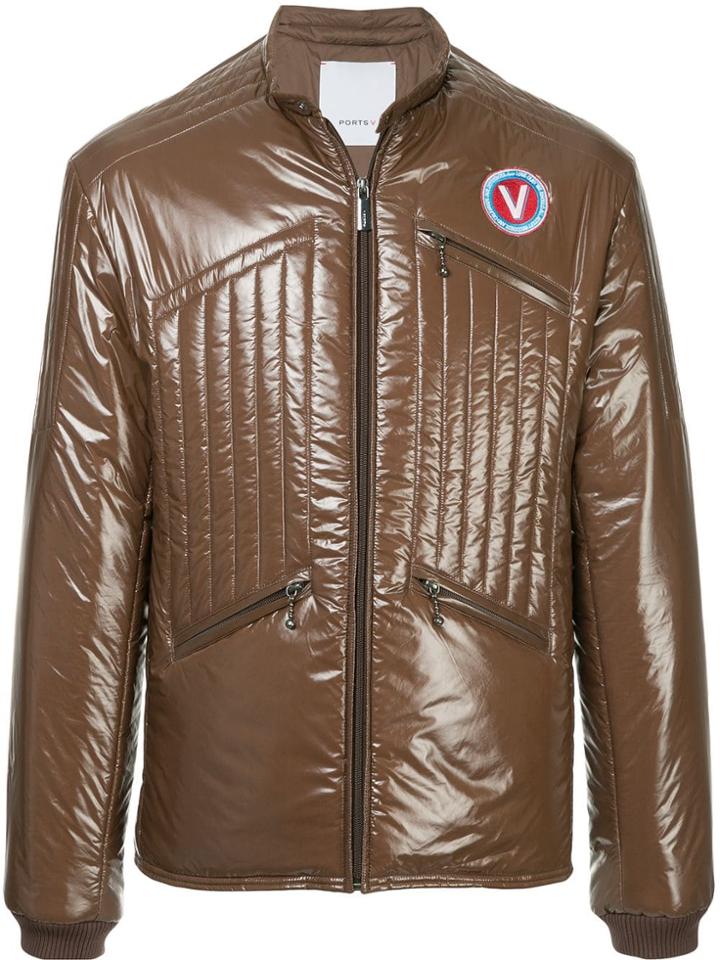Ports V Band Collar Jacket - Brown