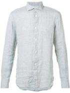 Eleventy Spread Collar Shirt, Men's, Size: Large, Grey, Linen/flax