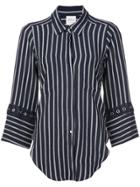 Misa Los Angeles Embellished Sleeve Striped Shirt - Blue