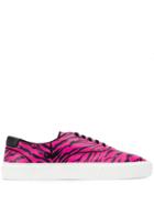 Saint Laurent Zebra Print Lace-up Sneakers - Pink