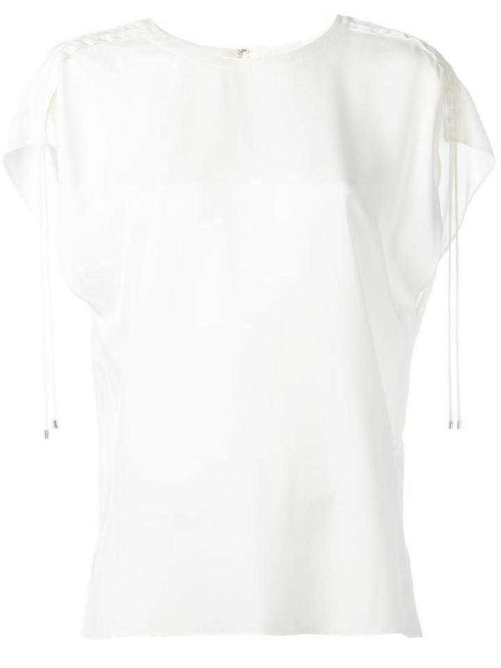 Theory Drawstring Sleeve Detailing T-shirt, Women's, Size: Large, White, Silk