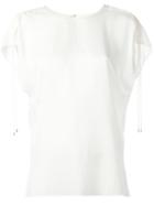 Theory Drawstring Sleeve Detailing T-shirt, Women's, Size: Large, White, Silk