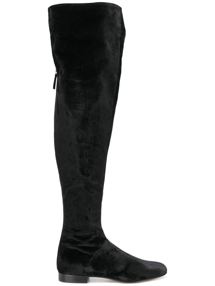 Alberta Ferretti Velvet Over-the-knee Boots - Black