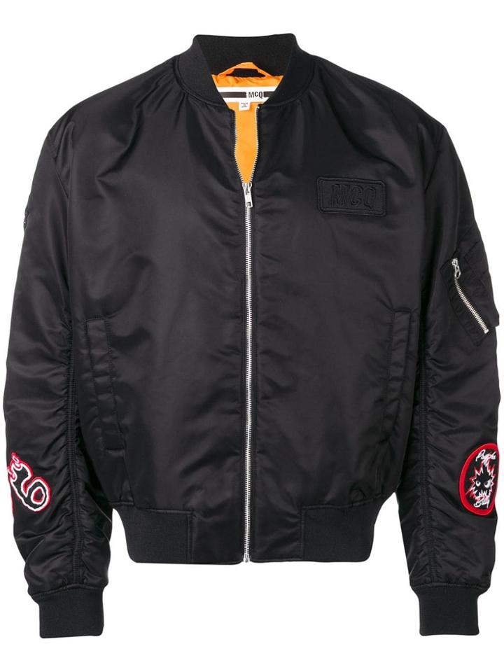 Mcq Alexander Mcqueen Patch Bomber Jacket - Black