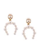 Oscar De La Renta Crystal Pearl Earrings - White
