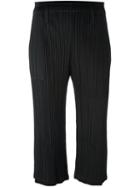 Pleats Please By Issey Miyake Light Flare Cropped Trousers, Women's, Size: 3, Black, Polyester