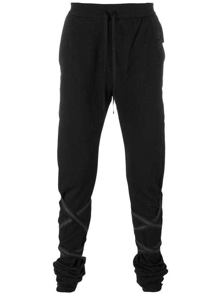 Unravel Strap Detail Track Pants, Men's, Size: Large, Black, Cotton