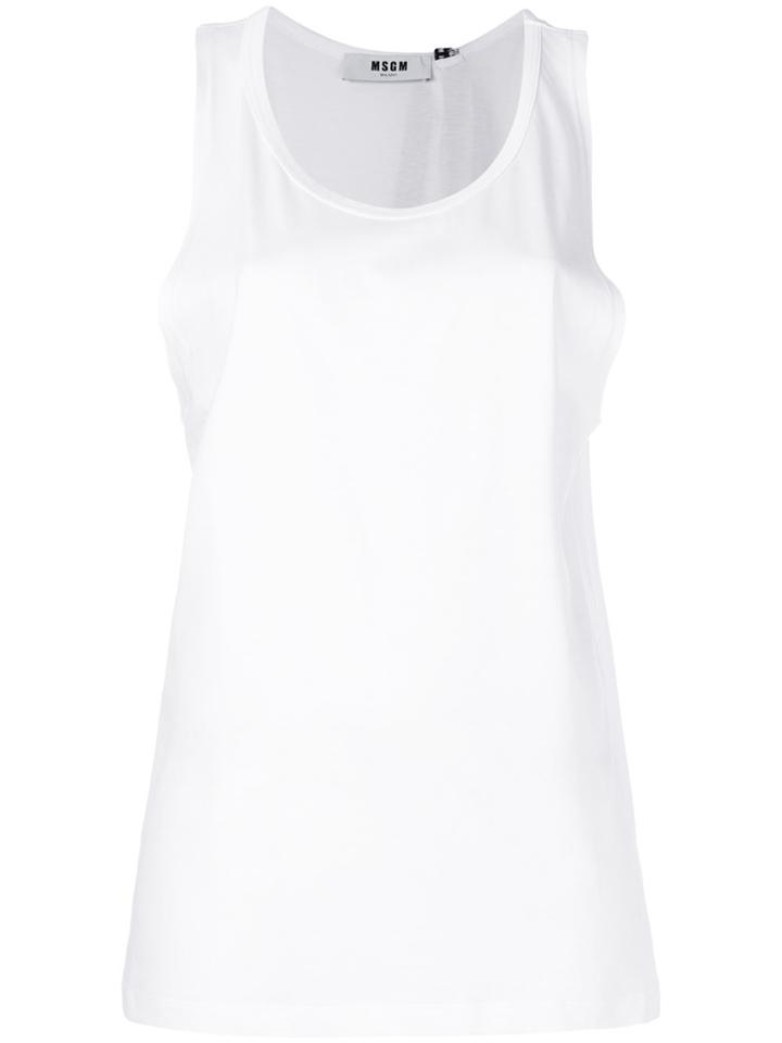 Msgm Ribbon Detail Tank Top - White