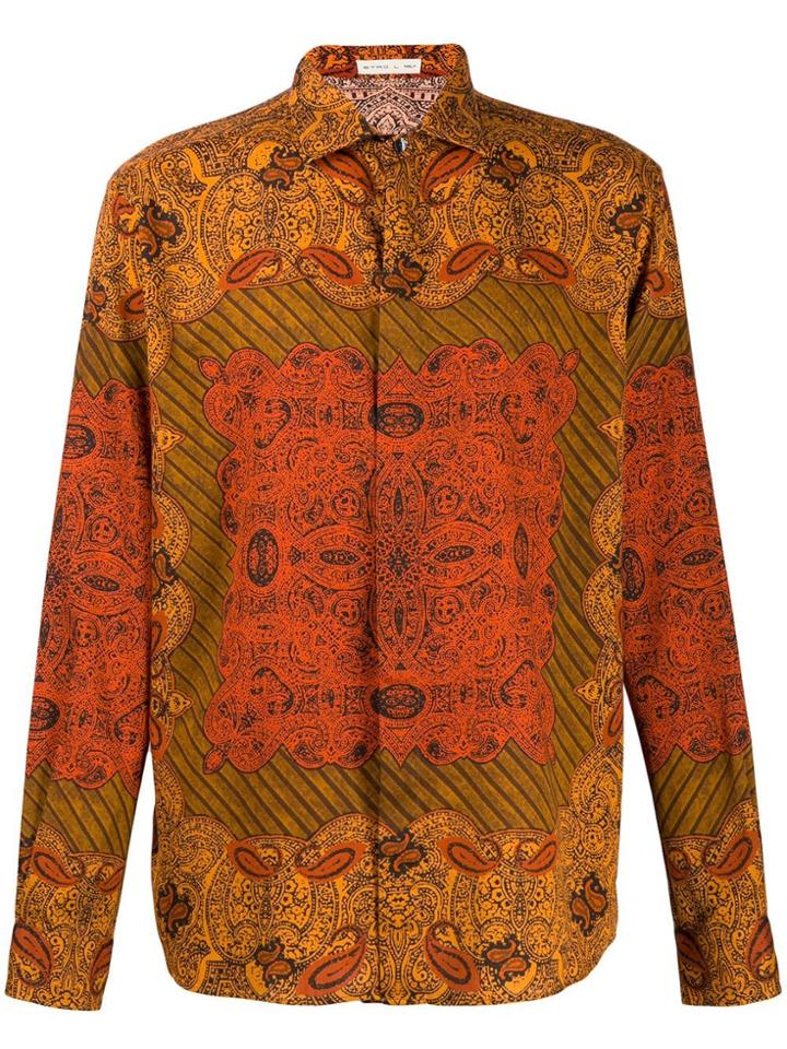 Etro Printed Long Sleeve Shirt - Orange