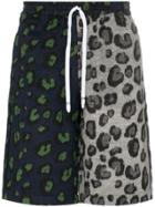 Liam Hodges Leopard Print Wool Blend Shorts - Green