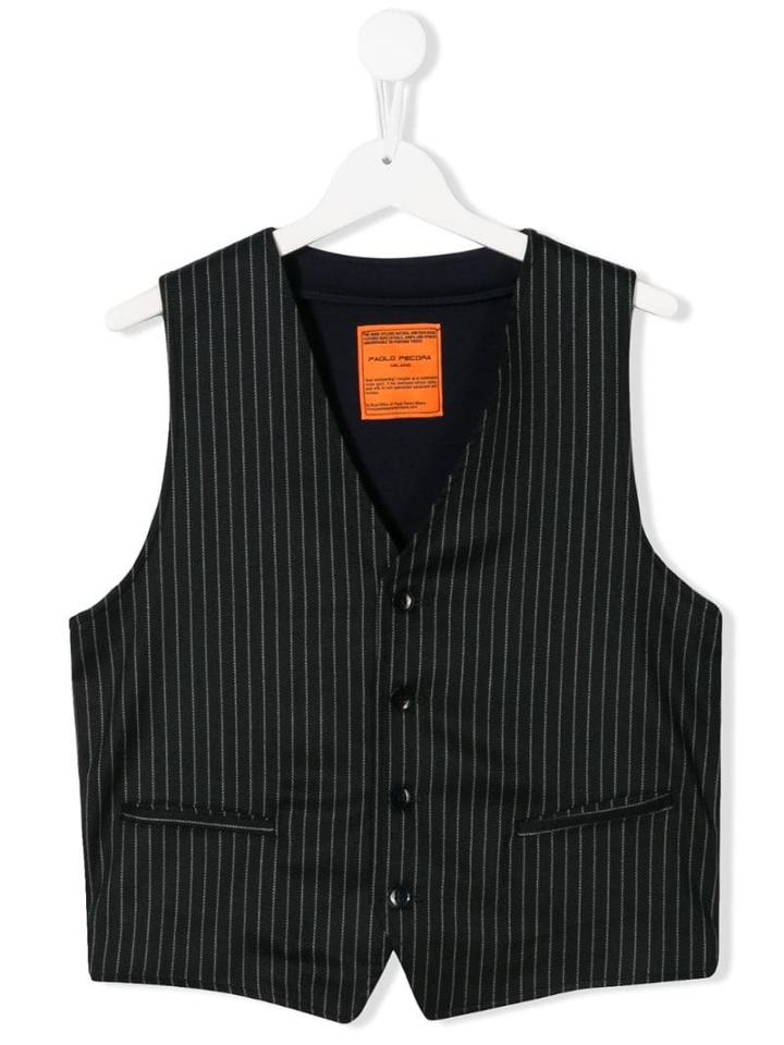 Paolo Pecora Kids Teen Pinstripe Waistcoat - Blue