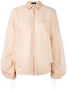 Joseph - Sheer Drawstring Detail Shirt - Women - Silk/cotton - 36, Nude/neutrals, Silk/cotton