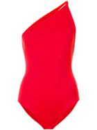 Oscar De La Renta One Shoulder Swimsuit - Red
