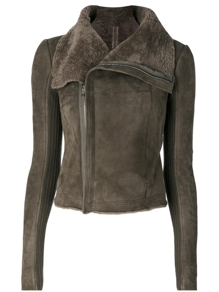 Rick Owens - Classic Biker Jacket - Women - Polyester/cupro/cashmere/ram Leather - 42, Brown, Polyester/cupro/cashmere/ram Leather