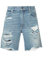 Amiri Thrasher Distressed Denim Shorts - Blue