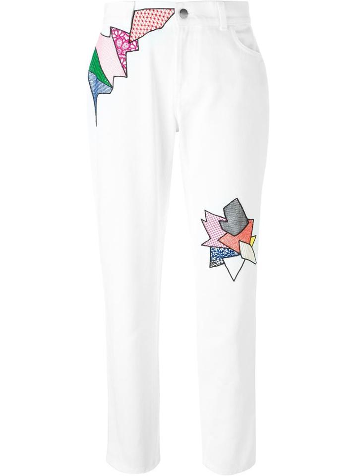 Christopher Kane Patchwork Detail Jeans, Women's, Size: 26, White, Cotton/polyester
