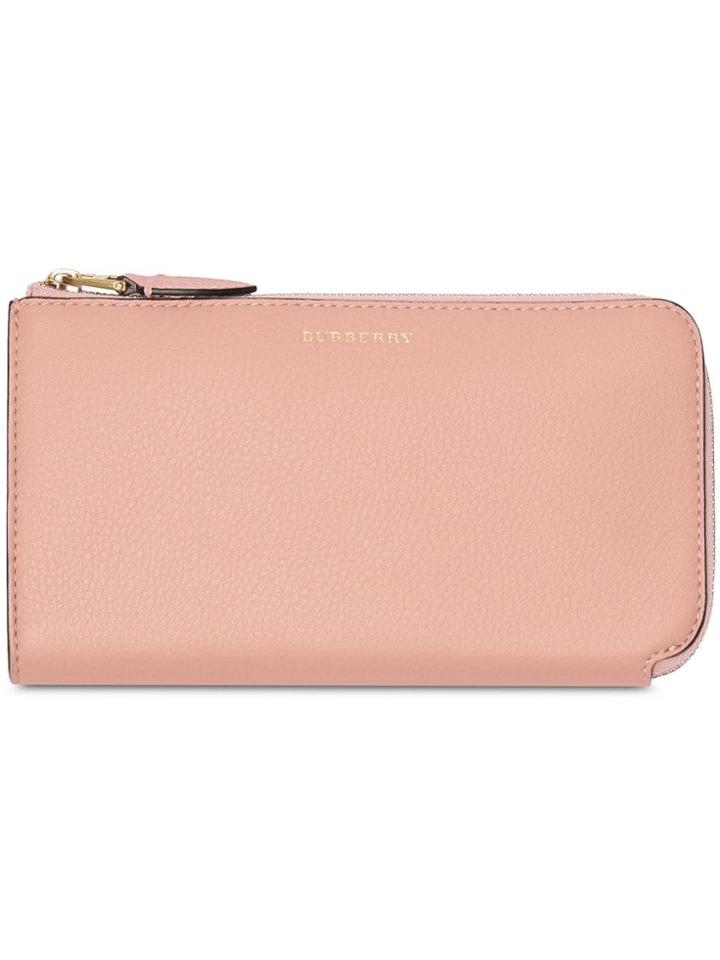 Burberry Two-tone Leather Ziparound Wallet And Coin Case - Pink