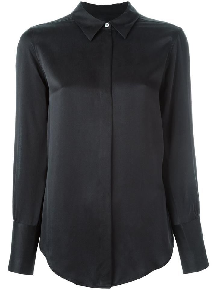 Equipment Sleeve Slit Shirt, Women's, Size: Large, Black, Silk