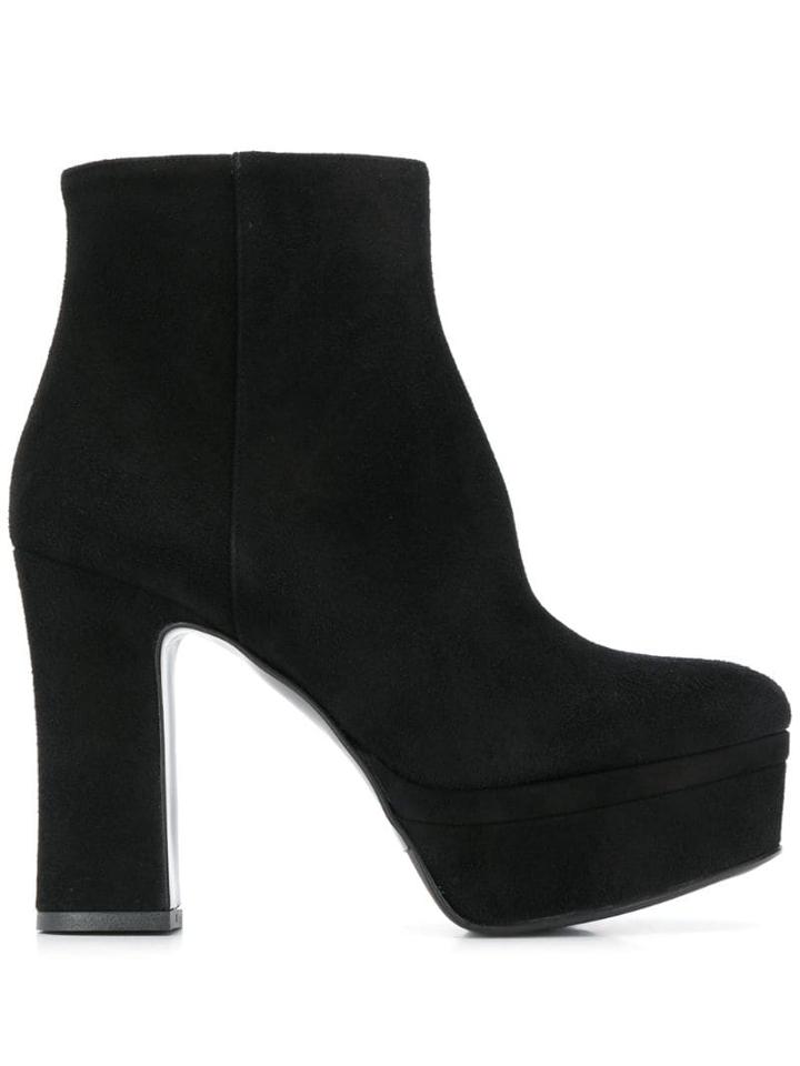 Albano Platform Ankle Boots - Black