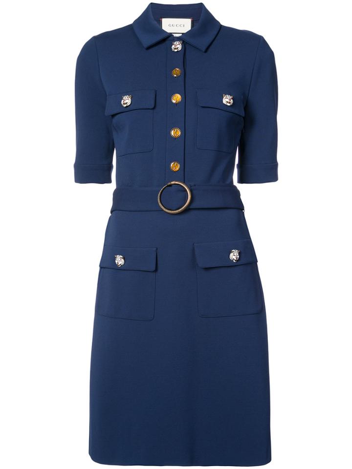 Gucci Belted Shirt Dress - Blue