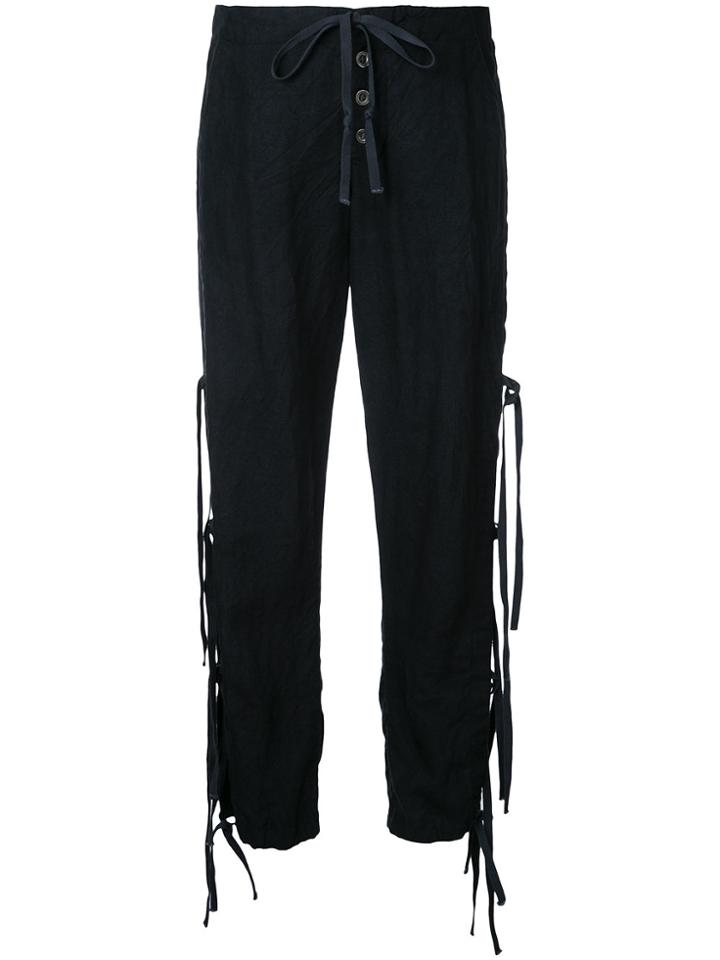 Greg Lauren Lace-up Track Trousers - Black