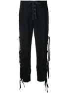 Greg Lauren Lace-up Track Trousers - Black