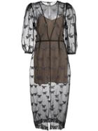 Fleur Du Mal Embroidered Butterfly Midi Dress - Black