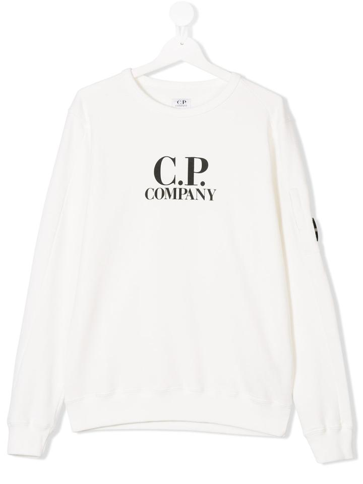 Cp Company Kids Teen Logo Print Sweatshirt - White
