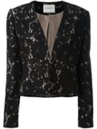 Lanvin Floral Lace Jacket, Women's, Size: 38, Black, Silk/viscose/polyamide/cotton
