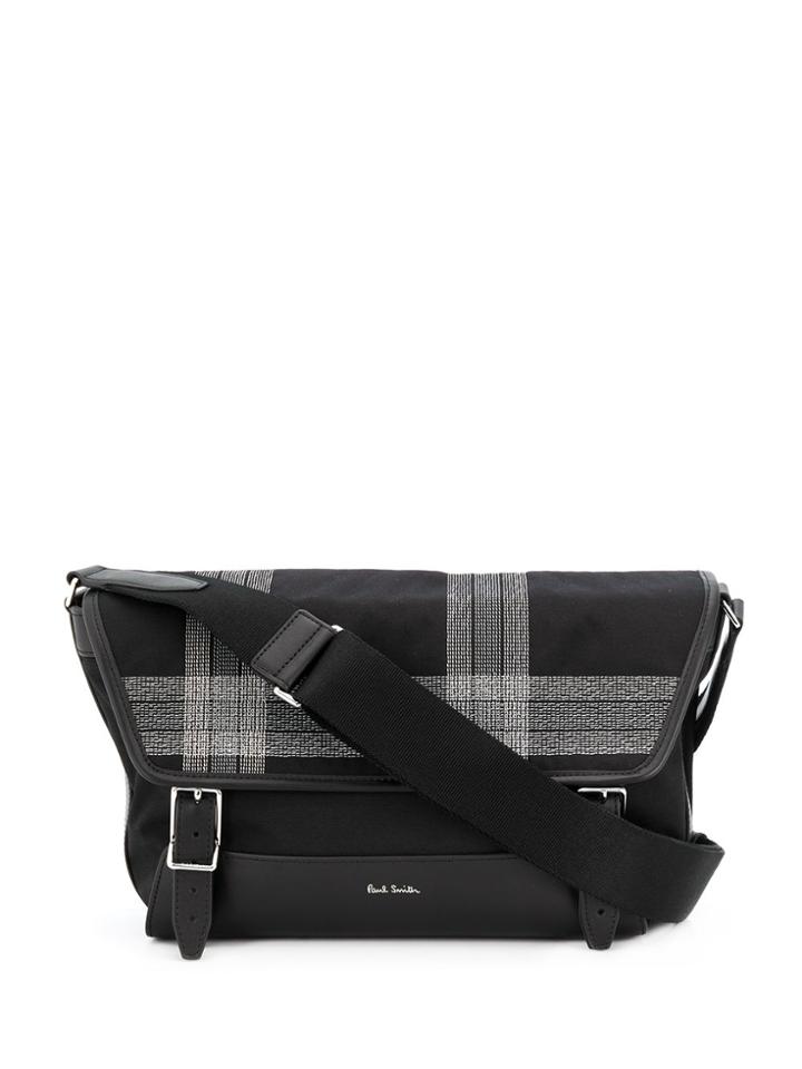 Paul Smith Check Print Messenger Bag - Black