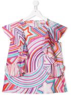 Emilio Pucci Junior Teen Abstract Print Ruffle Top - Pink