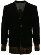 Comme Des Garçons Vintage Layered Plaid Corded Jacket - Black