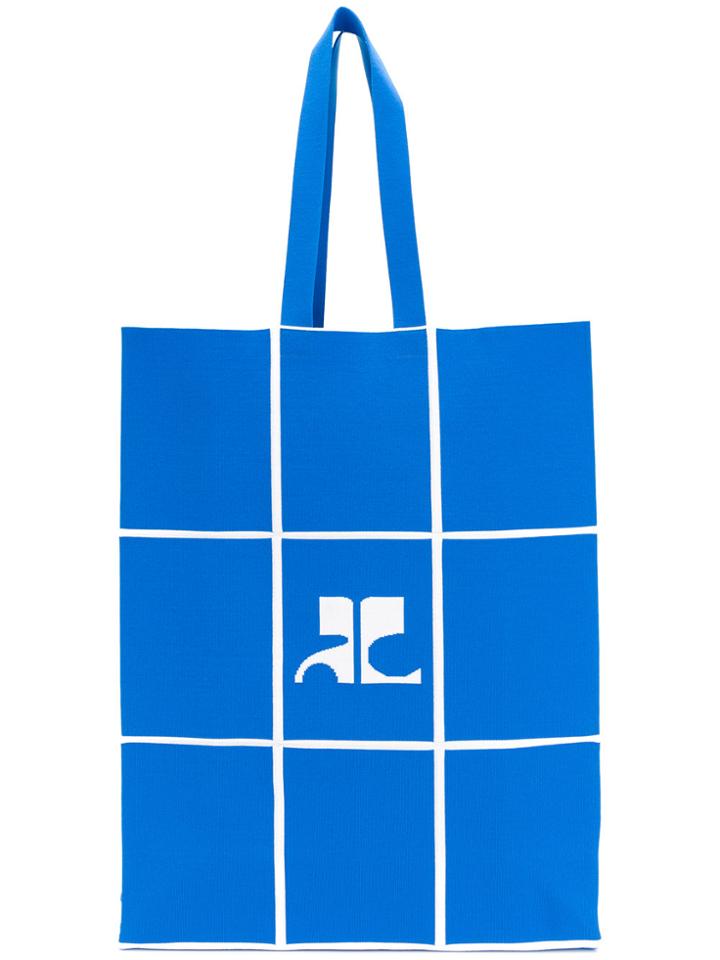Courrèges Grid Print Tote - Blue