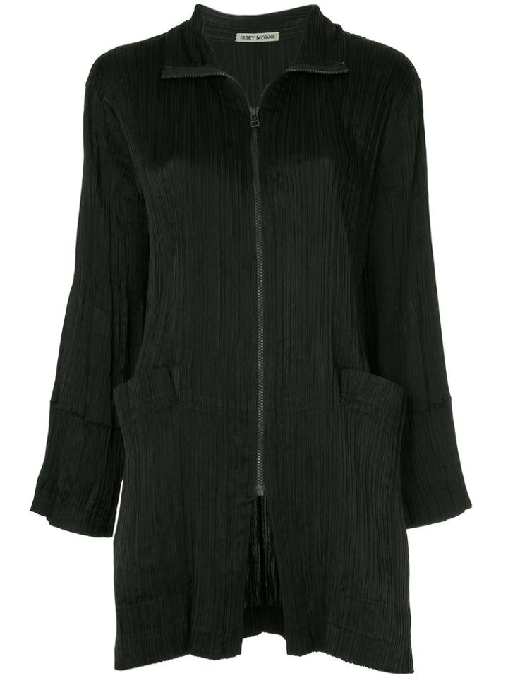 Issey Miyake Vintage Pleated Long Jacket - Black