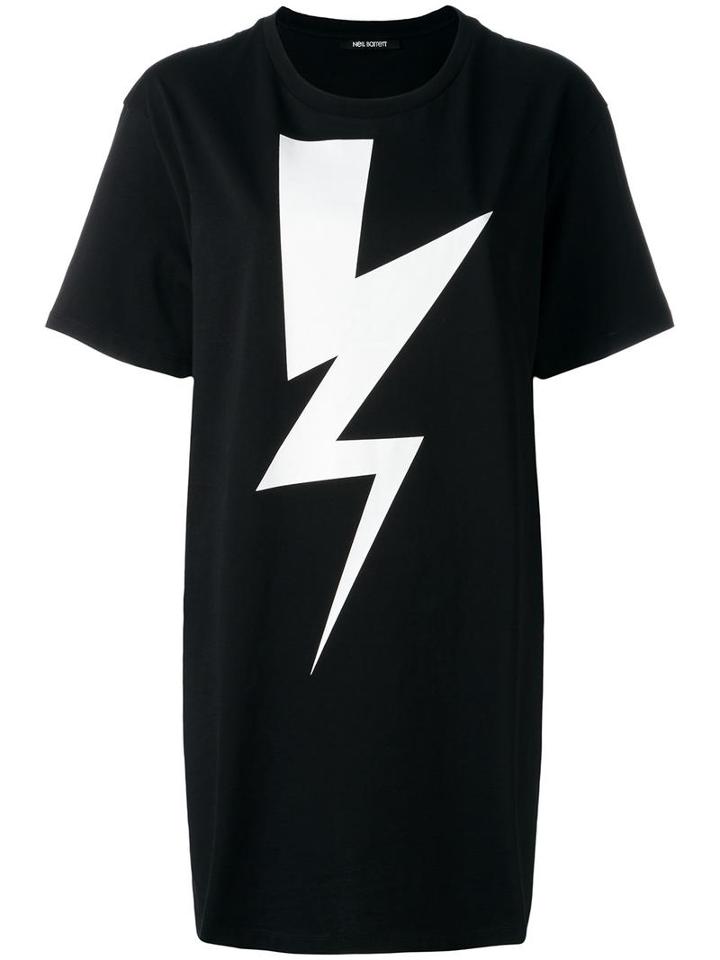 Neil Barrett Lightning Bolt Oversized T-shirt, Women's, Size: Small, Black, Cotton