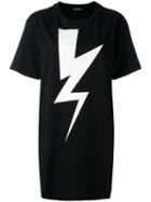 Neil Barrett Lightning Bolt Oversized T-shirt, Women's, Size: Small, Black, Cotton