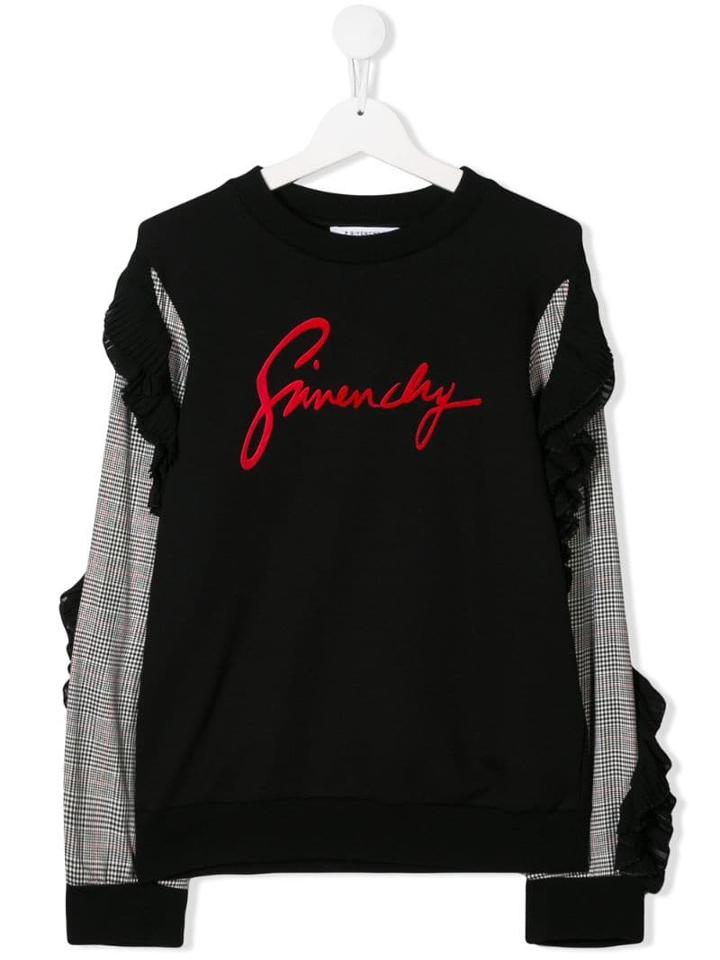 Givenchy Kids Check Sleeve Logo Sweatshirt - Black