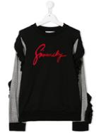 Givenchy Kids Check Sleeve Logo Sweatshirt - Black