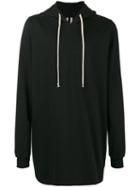 Rick Owens - Long Hoodie With Contrasting Drawstrings - Men - Cotton - M, Black, Cotton