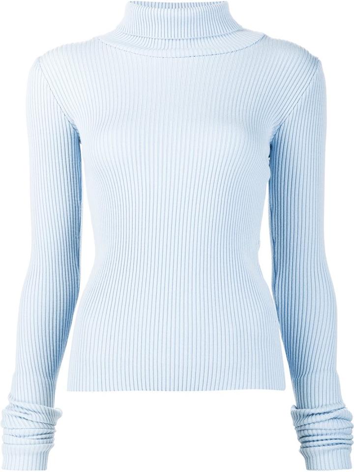 Jacquemus 'la Maille Col Haut Courte' Turtleneck Jumper, Women's, Size: 36, Blue, Wool