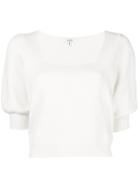Ganni Cropped Ribbed Blouse - White