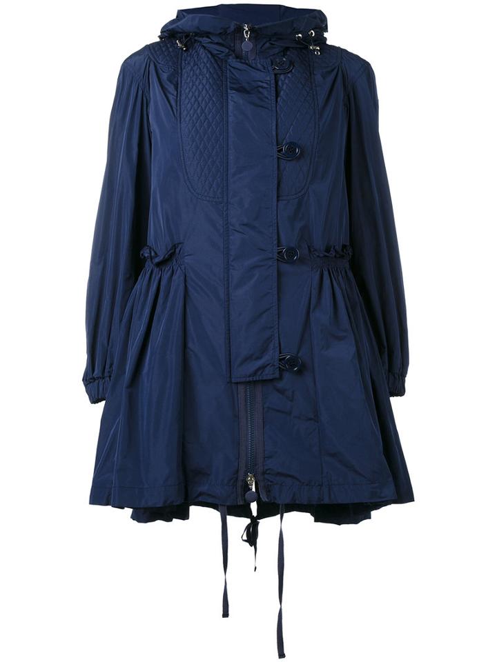 Moncler - Padded Flounce Hem Jacket - Women - Polyamide/goose Down - 0, Blue, Polyamide/goose Down